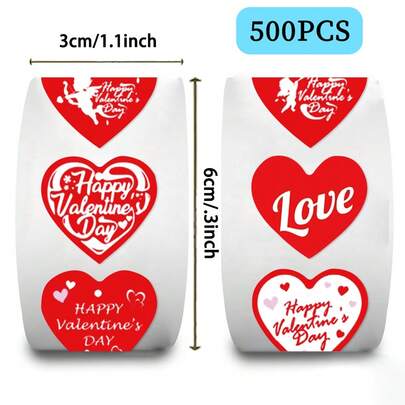 500 piezas/rollo Edición limitada de San Valentín 520 Estrella de amor roja, Elemento AMOR, Funda decorativa para teléfono, portátil, botella de agua, iPad, monopatines son el regalo preferido para Navidad, San Valentín y Año Nuevo