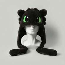 Universal Pictures How To Train Your Dragon Toothless Cute Cartoon Ear Embroidery Airbag Fluffy Hat With Moving Ears, Autumn/Winter - Multicolor - View 3