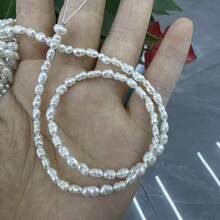 1 Strand Natural Freshwater Baroque Pearl Asymmetrical Rice Shape Beads, Suitable For Jewelry Making DIY Necklace Bracelet Crafts Accessories For Women And Men - Multicolor - View 3