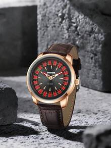 1 件男士轮盘式表盘小众百搭休闲石英表，适合日常佩戴和送礼 - 均碼 - 查看 2