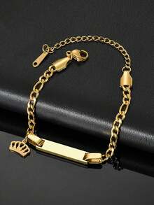 1pc Personalize Girls And Boys Name Bracelet, Customized 18k Gold Plated Stainless Steel Bar ID Bracelet Customized Baby Gifts For Delicate Gift For Kids Girls And Boys, Baby Shower, Parent-Child Activities, Family Love Toddler Fashion Multi-Functional, Ornamental, Letter, Stylish, Modern, Colorful, Cute, Adorable, Casual, Custom, Personalised, Unique, Customized, Ideal Gifts For Her - Nhiều màu - Xem 5