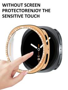 手錶錶帶 + 手錶錶殼套組，相容於 Galaxy Watch 8 40mm 與 44mm。柔軟舒適休閒運動矽膠錶帶，防震耐刮亮面水鑽錶殼。易於佩戴，觸控靈敏。適合女性智慧手錶錶帶與錶殼。 - 奶茶色錶帶配鑲鑽殼 - 查看 6