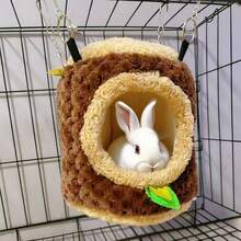 1 pieza Nido de algodón pequeño para mascotas, Nido cálido en forma de tocón de árbol, Nido colgante para hámster - Marrón - Ver 3