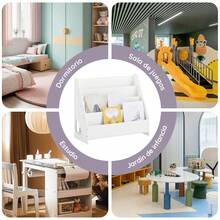 Estantería infantil Montessori SoBuy con 4 compartimentos abiertos y 1 de almacenaje, para juguetes, color blanco, 70 x 60 x 30 cm, KMB32-K-W - Blanco - Ver 8
