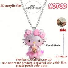 1pc 2D Flat  Heltty Acrylic Pendant Necklace, Fashion Sweater Pendant, Cute & Casual, Suitable As Birthday, Valentine's Day, Thanksgiving, Easter, Christmas Gift - Multicolor - View 3