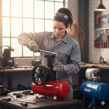 Cabezal para Compresor 1 HP Z-1051 Senlei Cabeza Compresora Pistón Aire Alta Presión Repuesto Profesional Uso Taller Herrería Pintura Inflado - Cableado - Ver 5