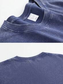 Women's Loose-Fitting Cotton Summer T-Shirt, Dark Sleeve Graphic With Retro Japanese Lettering, Lightweight Men's T-Shirt For Urban Outings And Meetings - 藍色 02 - 查看 3