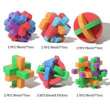 4pcs/6pcs/9pcs Colorful Transparent ABS Luban Lock Set, Brain Teaser Puzzle Toy, Unlocking Disassembly Thinking Jigsaw For Kids, Teens, Adults, Montessori STEM Educational Toy - Multicolor - View 15