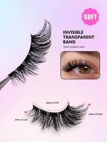 Asiteo 7 Pairs Half Lashes With Clear Band Natural Look Cat Eye Lashes Tail Elongated Eyelashes Fluffy Wispy Soft Faux Mink Lashes Natural Makeup,Suitable For Daily Makeup, Beauty Blogger Makeup Strip Lashes - Half Eyelashes - View 2
