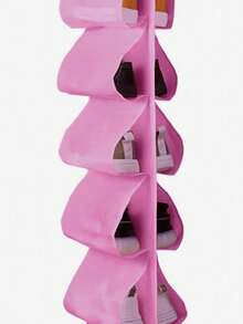 1个粉色无纺布12口袋悬挂式鞋袋，家居衣橱收纳袋 - 粉色 - 查看 2