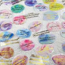 50Pcs Transparent Inspirational Sticker Golden Foil Motivational Stickes Aesthetic Stickers Craft Supplies PET Vinyl Sticker - Multicolor - View 3