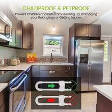 可调节U型婴儿安全锁，适用于抽屉、冰箱、橱柜 | 现代婴儿防护柜锁，带额外安全锁扣 - 彩色 - 查看 5