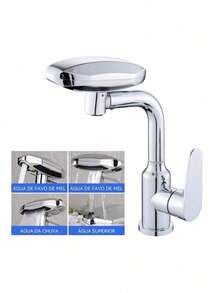 Torneira Monocomando Banheiro Cascata 360° 4 Modos Aço 304 Acabamento - Falar - Visão 10