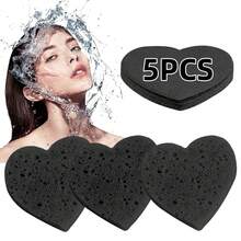 Compressed Cellulose Heart Shape Facial Sponges Natural Cosmetic Spa Sponges Reusable For Facial Cleansing Exfoliating - Coral Pink - View 29