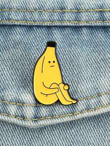 1 chiếc ghim cài hình người chuối ngộ nghĩnh, chất liệu hợp kim kẽm tráng men, trang trí hình người chuối ngộ nghĩnh ôm đầu gối, huy hiệu chủ đề hoạt hình, thiết kế unisex, quà tặng phụ kiện hàng ngày - Màu vàng - Xem 7