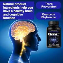 Bunkell NAD+ Supplement - With Quercetin And Trans-Resveratrol - Support Heart, Brain And Cognitive Function - 120 Capsules - 1瓶 - 查看 5