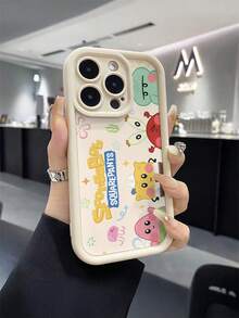 1pc Cartoon Creative SpongeBob Starfish Family Letter Jellyfish Flower Pattern Shock-Proof Phone Case Cover Suitable For Samsung/Apple 17/16/15/14/13/12/11Pro Max/12Pro/14Plus And Other Models - Multicolor - View 5