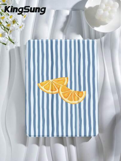 Kingsung Blue-Striped Lemon Tablet Case, Compatible With 9.7/10.2/10.5/10.9/12.9/Pro 11, 10th Generation, Compatible With Samsung Galaxy Tab S6 Lite 10.4-Inch, Compatible With Kindle Paperwhite 12th Gen 2024, Kindle (11th Generation) 2022 Version, Kobo Clara Color, Soft And Drop Resistant, Smart Stand/Auto Wake/Sleep
