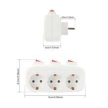 CILIA 2pcs 3-Way EU Socket Adapter With 3 Independent Switches, 16A Schuko Wall Outlet Splitter, Wireless Power Strip For Kitchen & Office, White - EU E Type Plug(220-240V) - View 5