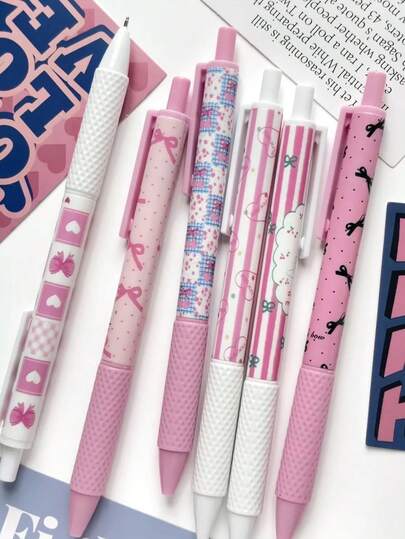 0.5mm Fine Tip Pink Bow Tie Quick Dry Neutral Pen, Smooth Writing, Suitable For Office And Classroom Supplies, Educational Writing Pen, Exam Use, General Writing Pen, Holiday Stationery Gift, Back To School Writing Pen