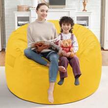 CZKQ SIMFLAG 3FT Bean Bag Chair Memory Foam Filling Bean Bag Chairs with Velvet Cover Removable and Machine Washable Cover Giant Bean Bag Chair for Adult-Lemon - Manuscrito iluminado - Ver 2