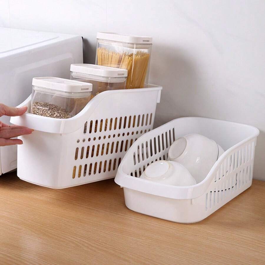 3pcs SUNFICON Kitchen Cabinet Storage Box Set - White Plastic Drawer Style Storage Boxes For Snacks, Utensils Etc. - Space Saving Design For Home And Bathroom - Includes Small, Medium And Large Sizes, Bathroom Storage | Simple White Storage Boxes | Durable Plastic Boxes, Kitchen Storage - Multicolor - View 1