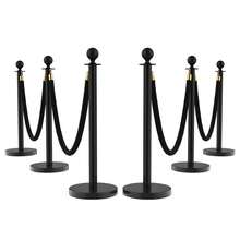 Poste de Control con Cuerda Aterciopelada - Barrera de Acero Inoxidable para en Eventos, Bodas y Exposiciones - 6 piezas - Ver 1