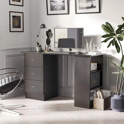 Computer Desk W/3 Shelf & 3 Drawers