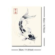 1/2件套无框日式锦鲤复古帆布海报，禅意阴阳日式墙面艺术印刷品，极简侘寂装饰复古画，适用于公寓、客厅、卧室、现代家居装饰 - A - 查看 15