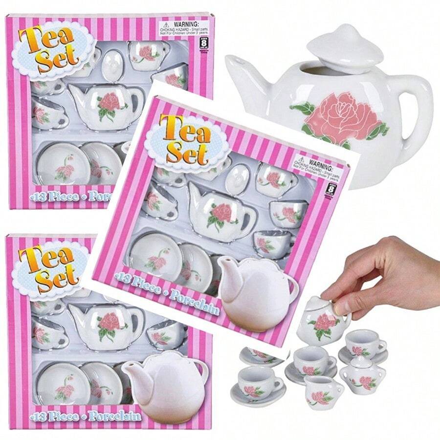Rhode Island Novelty 13 PC Ceramic Tea SetChildren's Joyful Toys, Essential Toys - As Pic - View 1