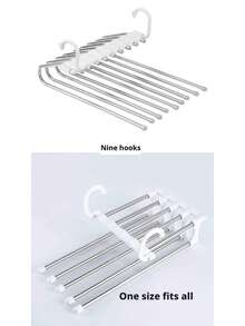 Percha plegable multifuncional ahorradora de espacio, percha de pantalones con espaciado amplio, adecuada para armarios y apartamentos de alquiler - Blanco - Ver 10