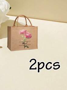 1/2个个性化姓名印花亚麻手提袋，适合新娘蜜月、新娘送礼会、单身派对、订婚、婚礼、教师节礼物、大学礼物、同事礼物、宿舍礼物，适合男孩、女孩、青少年、中学生，女士时尚包包 - 彩色 - 查看 11