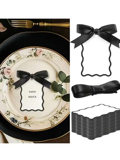 20pcs Shell Shaped Place Cards, Suitable For DIY Wedding Table Cards, Includes 20pcs Cards And 20pcs Ribbons, Applicable For Wedding Party Supplies, Christmas, New Year, Valentine's Day And Party Events, Birthday, Engagement Dinner Decor, Theme Party Celebration, Elegant Party Table Decoration