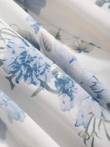 DAZY Áo kiểu nữ dài tay cổ chữ V in hoa bằng vải chiffon, áo dài tay, thích hợp cho mùa thu và nghỉ lễ. - Màu xanh lam - Xem 6