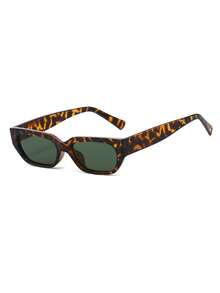 1 par de gafas de moda vintage con montura de PC con estampado de leopardo y forma de ojo de gato para hombres, para estilo callejero y vacaciones - estampado de leopardo - Ver 3