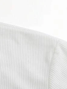 Men's Corduroy Crewneck Sweatshirt Spring/Autumn Solid Color Casual Versatile Long-Sleeve Pullover Sports Shirt Comfortable Fabric Round Neck - White - View 3