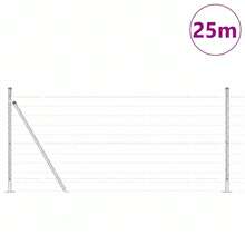 vidaXL 1 X 25 M Stahl Zaun Mit Pfosten, Silber - A - View 3