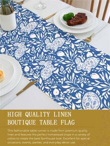 1 pieza Camino de mesa con estampado de Pascua, Camino de mesa con conejito de Pascua, Material de lino, Disponible en múltiples tamaños, Adecuado para comedor del hogar, decoración de cocina, decoración del hogar, fiestas al aire decoración de restaurantes, Apariencia de lino texturizado - Multicolor - Ver 7