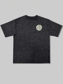 Zrgoth Men's Casual Versatile Minimalist Moon Thief Print Short Sleeve T-Shirt - Black - View 6