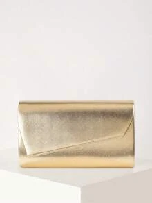 1 Piece Fashion  Women's Evening Bag, Exquisite Flap PU Leather Party Clutch Bag, Crossbody Shoulder Bag With Metal Chain, Suitable For Women's Party, Wedding, Dinner, Banquet Evening Bag, Suitable For Party Girls, Women, For Women, Very Suitable For Party, Wedding, Dance, Dinner/Banquet, Best Gift For Women - 金色 - 查看 3