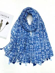 Women's Simple Printed Scarf, Fashion Scarf, New Spring/Summer Sunscreen Beach Shawl, Linen Feel Shawl For Women - Multicolor - View 5