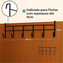 Door Hanger With 6 Hooks, Multipurpose Organizer For Bedroom, Bathroom, Kitchen - 黑色 - 查看 4