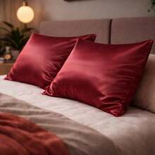Set Of 2 (Two) Premium Anti-Frizz Satin Pillowcases - Redwood - View 2