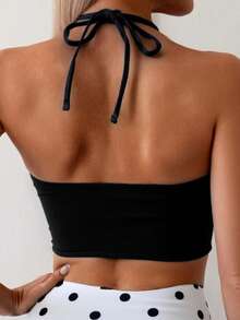 女士性感印花吊带比基尼套装，两件式泳衣，适合海滩派对和假期穿着 - 彩色 - 查看 4