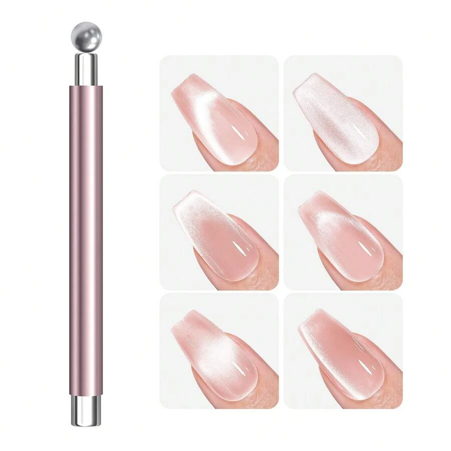 Double Sided Magnetic Tool For Gel Polish & 3D Art, Ergonomic Wood Handle - Pink - View 1
