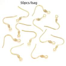 50pcs/Pack Stainless Steel Domed Earring Hooks, Spring Flattened Earring Pendant Accessories, Simple Earring Jewelry DIY Components - With Drum Earhook - View 11