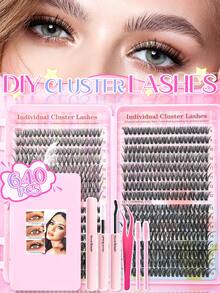 Eimny 800pcs False Eyelashes Set, High Capacity, 30D+40D+50D+60D D-Curl Lashes, 8-16mm, DIY Fake Lashes, Natural & Thick, Delicate & Lightweight, Super Soft, Reusable, Individual Cluster Lashes, Eyelash Extension Kit, Suitable For Travel, Daily Wear (Beginner Friendly), Wedding, Date, Party, Holiday, Gift Lashes Set - Multicolor - View 11