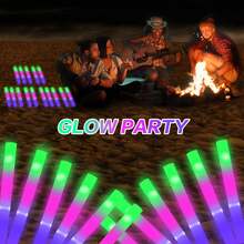 CamelParty 103PCS LED Foam Glow Sticks, Glow Sticks Bulk Party Pack With 3 Modes Colorful Flashing, Glow In The Dark Party Supplies, Light Up Foam Sticks For Wedding, Glow Party, Birthday, Raves, Concert,Halloween,Christmas - Màu xám đen - Xem 3