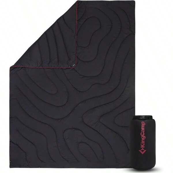 Camping Blanket Stylish Amp Multifunctional Quilt With Snap Button, Portable For Travel, Airplane, Indoor Amp Outdoor Provides Warmth Black