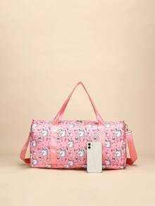 卡通恐龙休闲旅行包，大容量瑜伽游泳健身包，带干湿分离隔层，运动手提包 - 粉色 - 查看 5